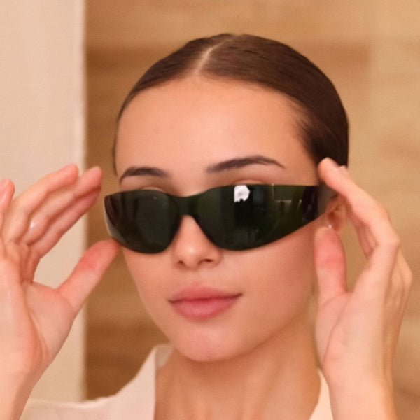 Schutzbrille aufsetzen